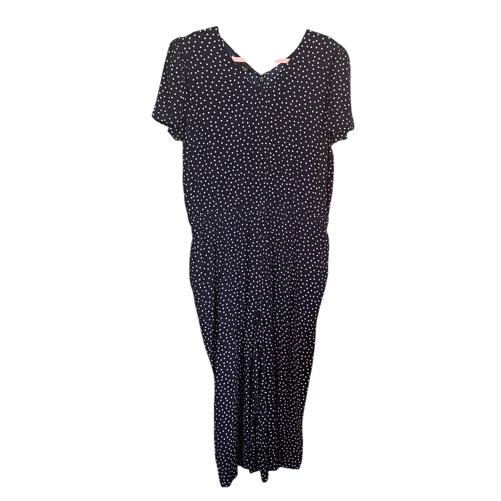 Talbots Navy Polka Dot Jumpsuit - Picture 2 of 13